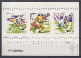 Brazil Brasil 1982 Football World Cup Mi#1876-1878 Imperforated Block, Mint Never Hinged - Unused Stamps