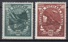 Romania 1951 Airmail Mi#1286-1287 Mint Never Hinged - Nuevos