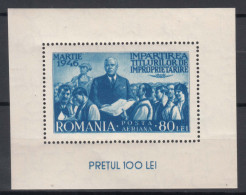 Romania 1946 Airmail Mi#Block 31 Mint Never Hinged - Ongebruikt