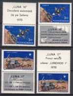 Romania 1971 Space Cosmos Mi#2914-2915 With Diff. Vignettes From Block, Mint Never Hinged - Ongebruikt