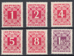 Austria 1949 Porto Mi#232,233,234,235,236,252 Mint Hinged - Ongebruikt