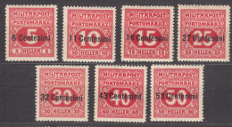 Austria Feldpost Occupation Of Italy 1918 Porto Mi#1-7 Mint Hinged - Unused Stamps