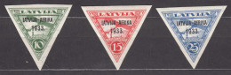 Latvia Lettland 1933 Airmail Africa Mi#220,221,222 Mint  Never Hinged Signed - Latvia