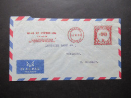 Zypern 1961 Par Avion Auslandsbrief Nach Tübingen Mit Freistempel AFS Limasol Cyprus Bank Of Cyprus LTD - Briefe U. Dokumente