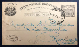 Pérou, Entier Carte Postale De Lima 4.6.1920 Pour Rome, Italie - (N542) - Pérou