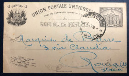 Pérou, Entier Carte Postale De Lima 4.6.1920 Pour Rome, Italie - (N542) - Peru