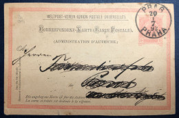 Tchécoslovaquie, Entier Carte Postale De Prague 20.7.1892 - (N545) - Cartes Postales