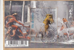 FRANCE Block 125,used,cut On Paper,horses - Chevaux