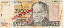 ESPECIMEN -BILLETE DE VENEZUELA DE 20000 BOLIVARES DEL AÑO 2001 SIN CIRCULAR (UNC) (SPECIMEN) (BANKNOTE) MUY RARO - Venezuela