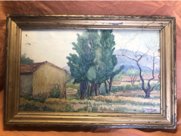 Marseille La Pomme Tableau Art Aquarelle Ancienne 1923  45x30cm Signee Jacolenne - Aquarelles