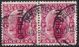 NEW ZEALAND 1908 KEVII 1d Carmine Öfficial" Horizontal Pair Perf 14 X 15 Universal-Re-drawn SGO70 Used - Oblitérés