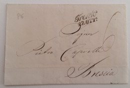 1846 Lettera COMMERCCIALE TRENTO-BRESCIA+TASSATA Per 6 Kreuzer-B402 - 1. ...-1850 Prefilatelia