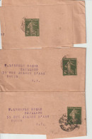 France Lot De 3 Bandes Complètes Type 2c Semeuse - Wikkels Voor Tijdschriften