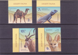 ROMANIA 2021 FAUNA Desert Animals CAMEL FOX ANTHELOPE LIZZARD - Fine Set MNH - Unused Stamps