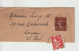 France Bande Pour Journaux  15c Semeuse Oblit 1935 Paris Avec Complément 50c Paix - Bandas Para Periodicos