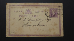 SOUTH AUSTRALIA PREPAID POST CARD POSTMARK  SLADE? / JAMES TOWN SA / PORT PIRIE SA 1880 - Used Stamps