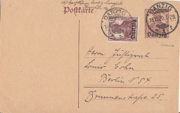Danzig Ganzsache Minr.2 Zfr. Minr.3 Danzig 16.10.20 Gel. Nach Berlin Alt-Prüfung Zirkenbach - Postal  Stationery
