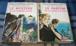 BIBLIOTHEQUE VERTE : Mystère De La Chambre Jaune + Parfum De La Dame En Noir /Gaston Leroux - Jaquette 1953 - Reschofsky - Biblioteca Verde