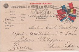 CP Franchise Militaire FM Correspondance Des Armées De La République Drapeaux Alliés E.P. Cie Paris 27 X 1914 Guerre 14 - Guerre De 1914-18