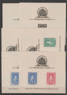 HAÏTI - 1943 - SERIE COMPLETE BLOCS DENTELES + NON DENTELES YVERT N° 1/3 ** MNH (TRACES DE STOCKAGE) - COTE = 78 EUR. - Haïti