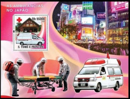 Sao Tome 2008 MNH SS, Ambulance, Japan, Red Cross, Stretcher, Medical Transport - Primeros Auxilios