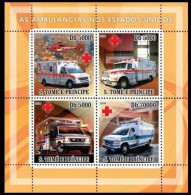 Sao Tome 2008 MNH 4v SS, Ambulance, America, Red Cross, Helicopter - EHBO