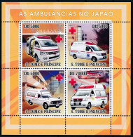 Sao Tome 2008 MNH 4v SS, Ambulance, Japan, Red Cross, Medical Transport - Primeros Auxilios