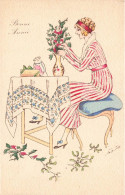 Illustrateur - Sager - Bonne Année - Souhaits De Petites Femmes - Fantaisies Parisiennes - Carte Postale Ancienne - Sager, Xavier