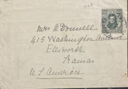 IRELAND 1929, COVER USED TO USA,  DANIEL O CONNELL STAMP, TARBERT TOWN CANCEL. - Briefe U. Dokumente