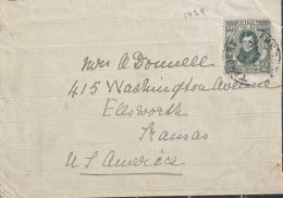 IRELAND 1929, COVER USED TO USA,  DANIEL O CONNELL STAMP, TARBERT TOWN CANCEL. - Covers & Documents