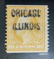 USA 1909 Precancel Chicago Illinois 10c Washington Coil Stamp WM Scott#356 - Unused Stamps
