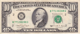 BILLETE DE ESTADOS UNIDOS DE 10 DOLLARS DEL AÑO 1990 LETRA B - NEW YORK (BANK NOTE) EBC (XF) - Biljetten Van De  Federal Reserve (1928-...)