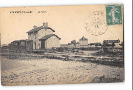 CPA 95 Avernes La Gare Et Le Train Tramway - Avernes