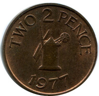 2 PENCE 1977 GUERNSEY Münze #AX104.D - Guernesey