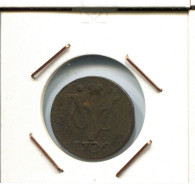 1736 HOLLAND VOC DUIT NIEDERLANDE OSTINDIEN NY COLONIAL PENNY #VOC2406.7.D - Indes Néerlandaises