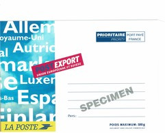 PAP POSTEXPORT UE ET SUISSE 100g SURCHARGE SPECIMEN - Especimenes