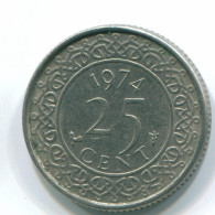 25 CENTS 1974 SURINAM NIEDERLANDE Nickel Koloniale Münze #S11234.D - Surinam 1975 - ...