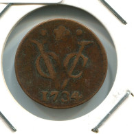 1734 HOLLAND VOC DUIT NIEDERLANDE OSTINDIEN NY COLONIAL PENNY #VOC1866.10.D - Nederlands-Indië