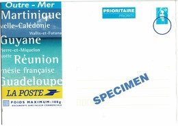 PAP OUTREMER BRIAT 100g SURCHARGE SPECIMEN FONCEE - Especimenes