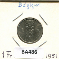 1 FRANC 1951 FRENCH Text BELGIUM Coin #BA486.U - 1 Franc