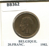 20 FRANCS 1982 FRENCH Text BELGIUM Coin #BB362.U - 20 Frank