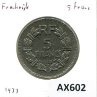 5 FRANCS 1933 FRANCE Pièce #AX602.F - 5 Francs