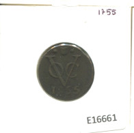 1755 UTRECHT VOC DUIT IINDES NÉERLANDAIS NETHERLANDS NEW YORK COLONIAL PENNY #E16661.8.F - Indie Olandesi