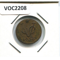 1734 HOLLAND VOC DUIT INDES NÉERLANDAIS NETHERLANDS NEW YORK COLONIAL PENNY #VOC2208.7.F - Indes Néerlandaises