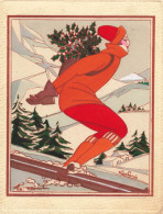 Luce PARIS * Litho Illustrateur Art Déco Art Nouveau Jugendstil * Ski Skieuse Skieur Sports D'hiver * Pochoir 17.5x14cm - Other & Unclassified