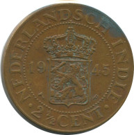 1945 2 1/2 CENT NETHERLANDS EAST INDiES #AE857.27.U - Indes Néerlandaises