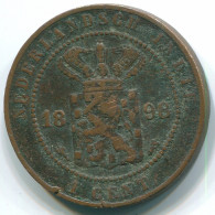 1 CENT 1898 NETHERLANDS EAST INDIES INDONESIA Copper Colonial Coin #S10066.U - Indie Olandesi