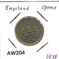 5 NEW PENCE 1978 UK GREAT BRITAIN Coin #AW204.U - 5 Pence & 5 New Pence