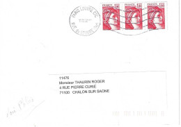 Lettre Affranchissement Par 3 Timbres Sabine A 1. Fr  Sans Bandes De Phosphore - Lettres & Documents