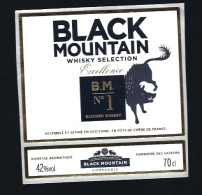 étiquette  Whisky Sélection Excellence  Black Mountain  BM N°1  Occitanie Fraïsse-sur-Agout  France - Whisky